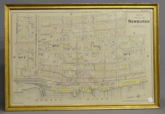 Early map of Newburgh N Y in gilt 167fcc