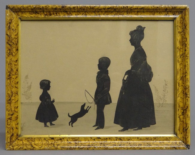 19th c. silhouette family in birdseye