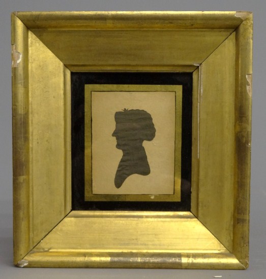 19th c. silhouette woman in gilt