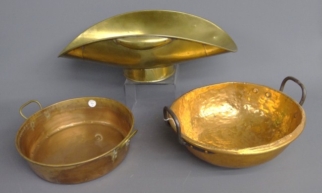 Metalware including 2 copper bowls and