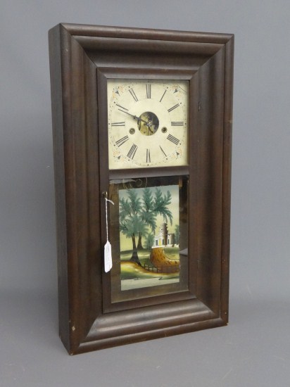 19th c. Empire mahogany ogee clock