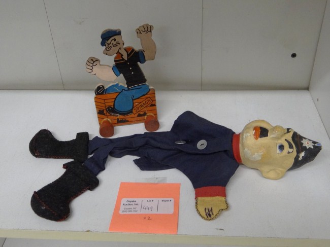 Lot including early puppet and Popeye