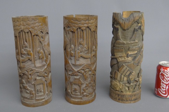 Lot 3 Asian wooden brushpots including 168045