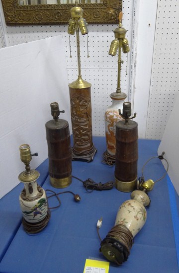 Lot 6 various Asian lamps including