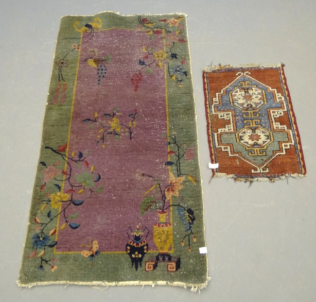 Lot including Chinese throw rug and