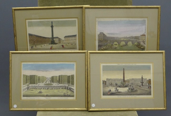 Set of 4 French prints Vue De 1680ac