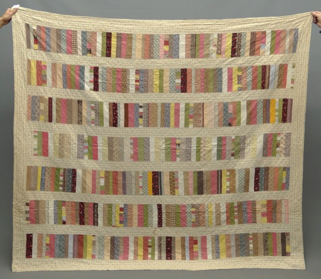 C. 1900 Penna. printed bars quilt.