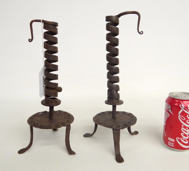 Pair iron twisted candlesticks.