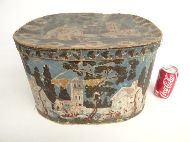 19th c wallpaper hat box 16 1 2  1680e7