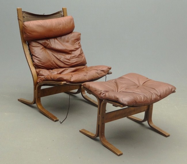Mid Century lounge chair with ottoman.