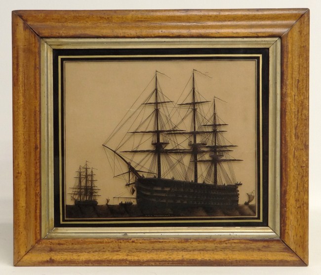 C. 1840's reverse painting ship