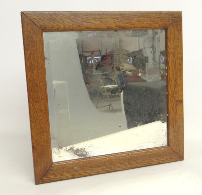 Victorian oak mirror.