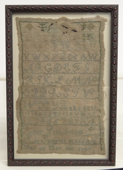 19th c needlework sampler having 168161