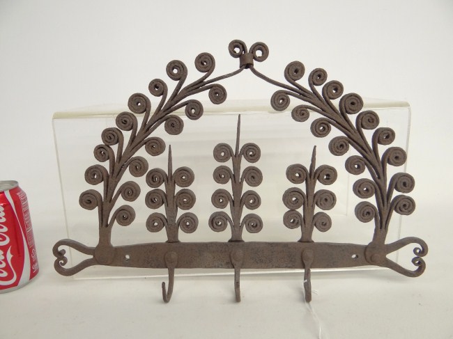 Fancy iron hook rack. 17'' x 11