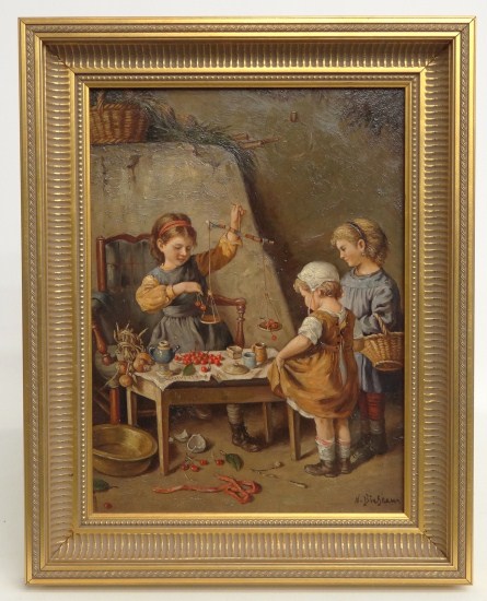 Painting oil on wood panel children 1681a6