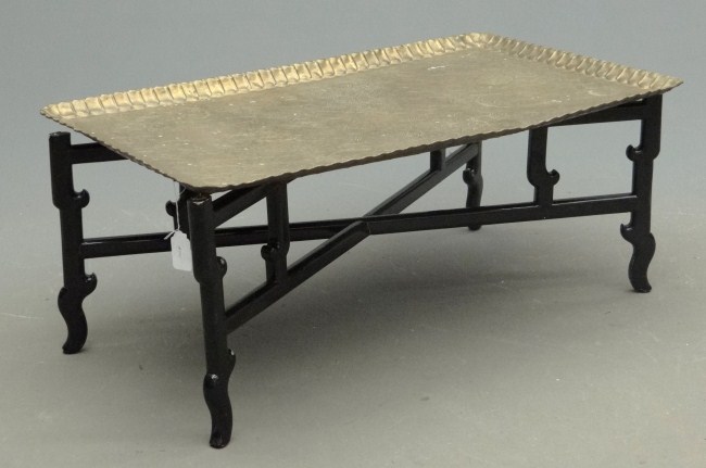 Brass tray on stand. Tray 26''