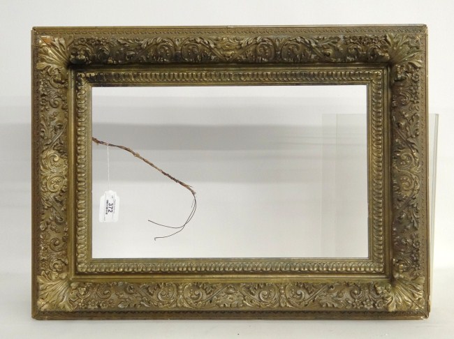 19th c. carved gesso frame. Rabbet