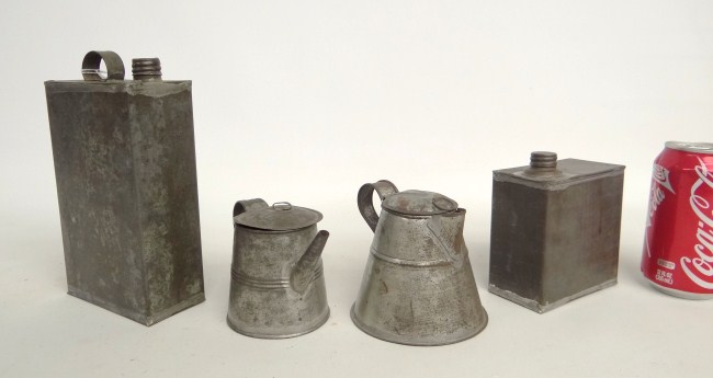 Lot including two early tin coffee