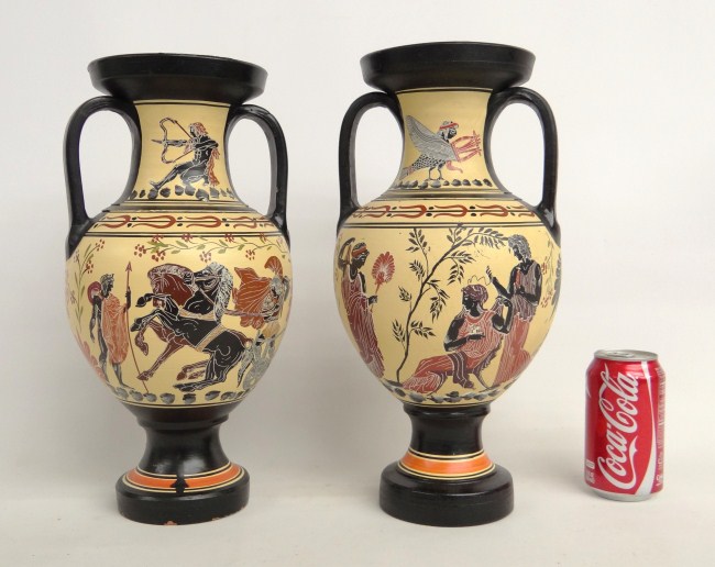 Pair 20th c. Greek pottery vases. 15
