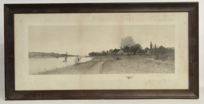 19th c etching landscape signed 16823b