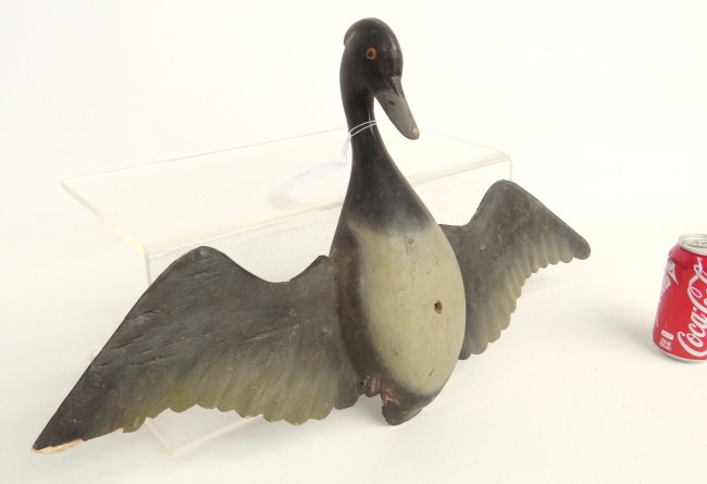 Painted flying wooden decoy. 25''
