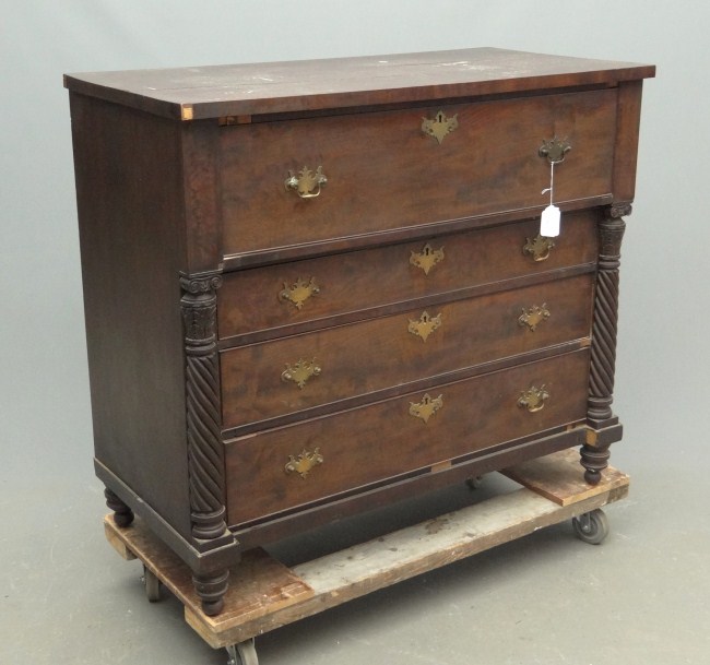 19th c. Empire mahogany chest drawers.