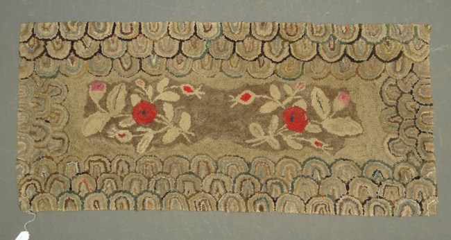 C 1900 s floral hooked rug 31  16827b