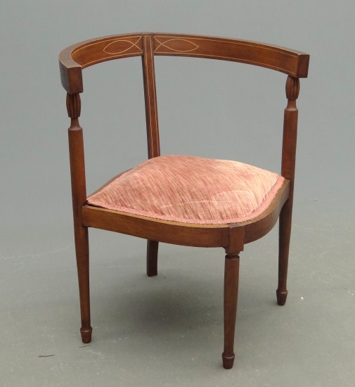 C. 1920's inlaid corner chair.