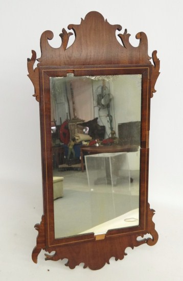 18th c. inlaid Chippendale mirror.