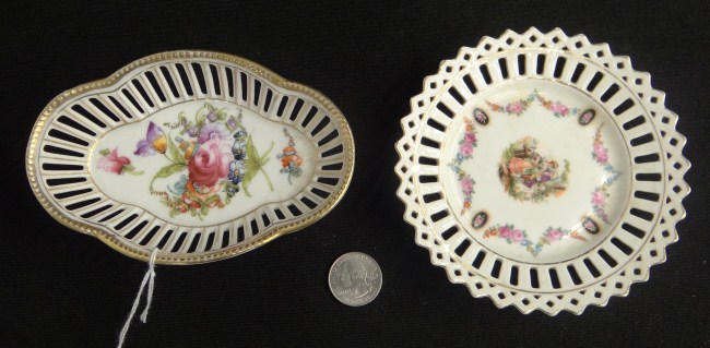 Lot two signed painted porcelain