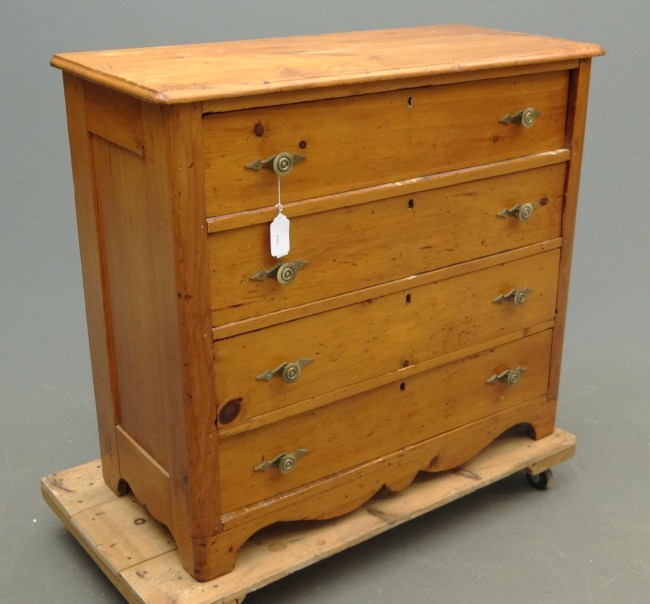 19th c cottage pine four drawer 16828f