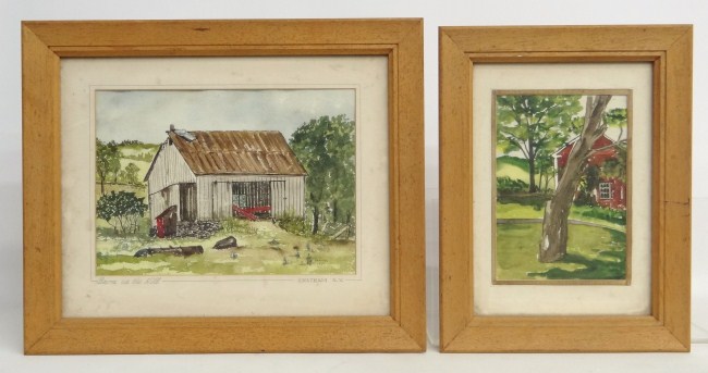 Lot two watercolor signed illegibly 1682ae