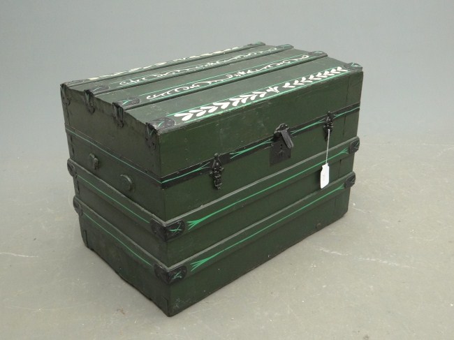 C. 1900s steamer trunk in green paint