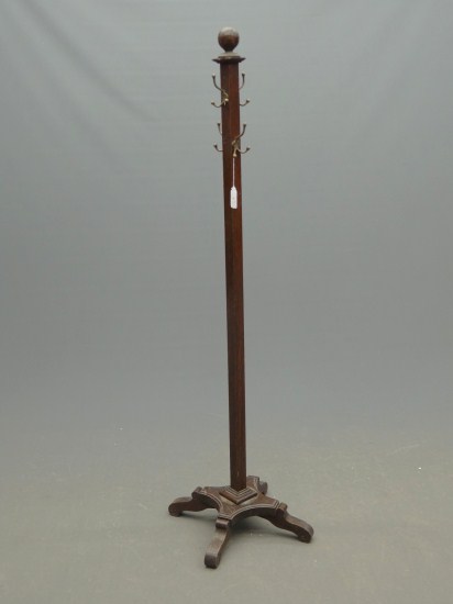 C. 1920s oak coat rack. 69 1/2 Ht.