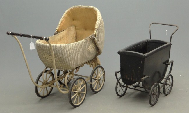 Lot two vintage baby carriages.