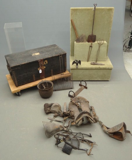 Early tool trunk with misc. contents.