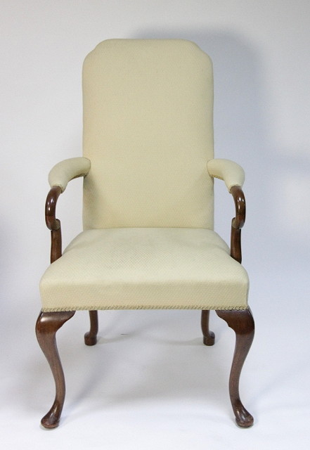 A Queen Anne style open armchair