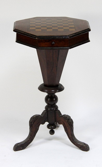 A Victorian octagonal work table the