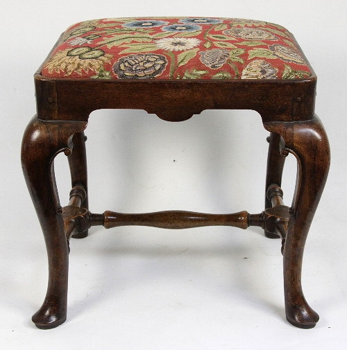A Queen Anne walnut stool circa