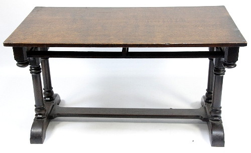 A late Victorian oak trestle table 168382