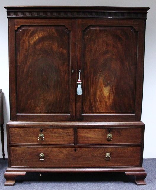 A George II mahogany linen press