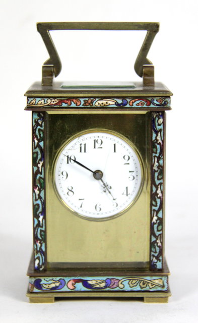 A carriage clock in cloisonn? case