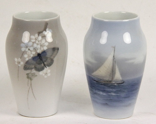Two Royal Copenhagen vases one painted