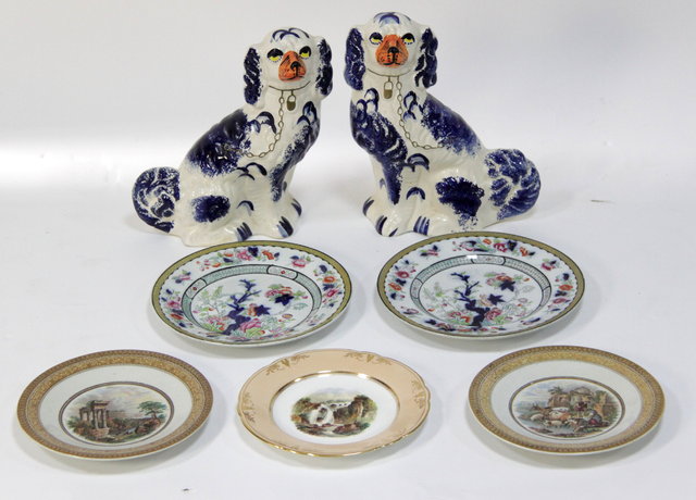 Two Staffordshire dogs two Prattware 16841c