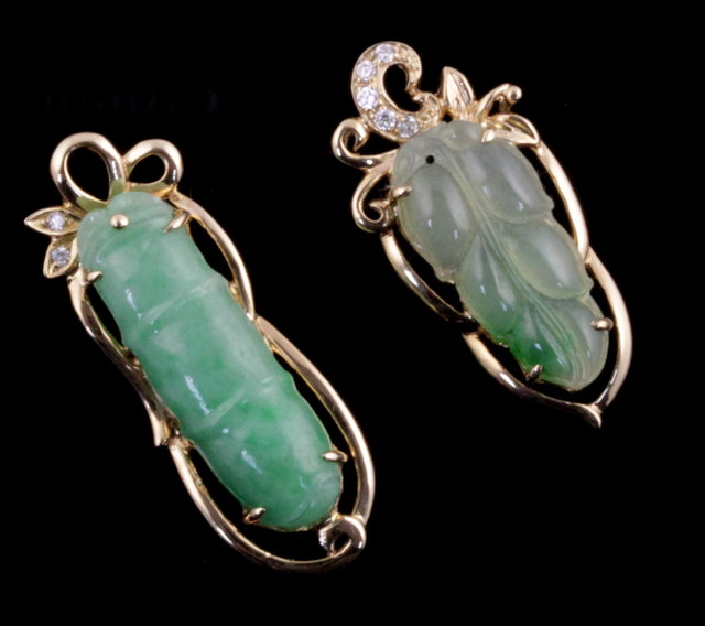 Two Chinese green stone and paste 16845a