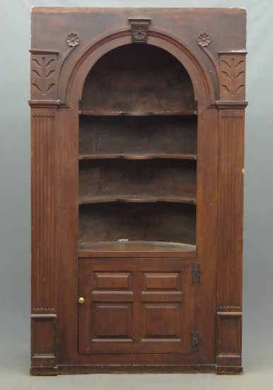 C. 1740-50 pine corner cupboard