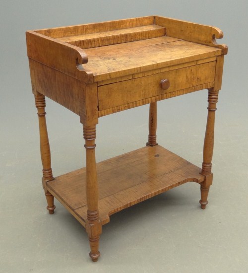 19th c single drawer tiger maple 168681