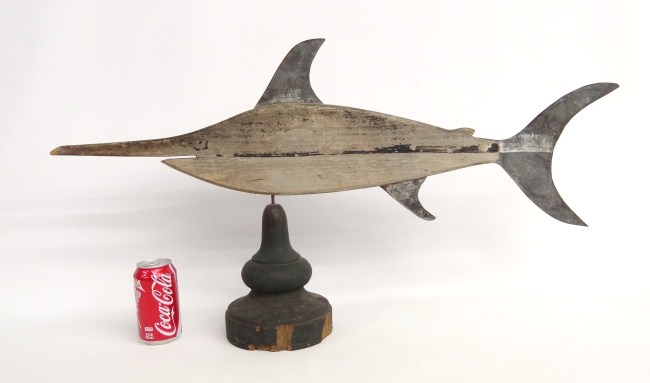 Wooden fish weathervane with zinc and