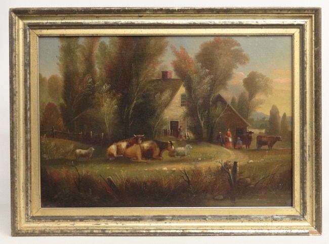 19th c oil on artist board landscape 16869d