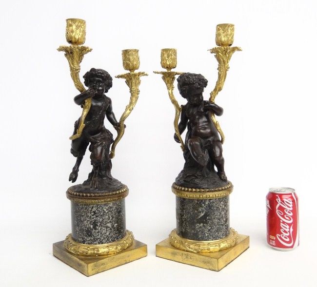 Pair 19th c. fire gilt and bronze